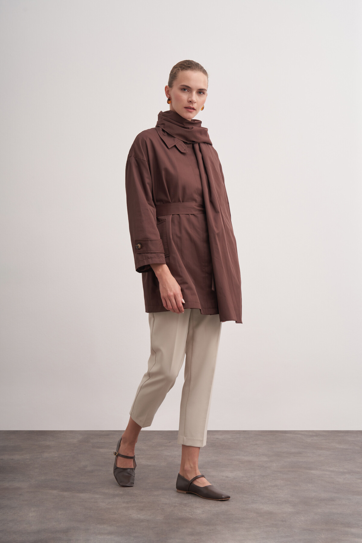 Shawl Detailed Trench Coat
