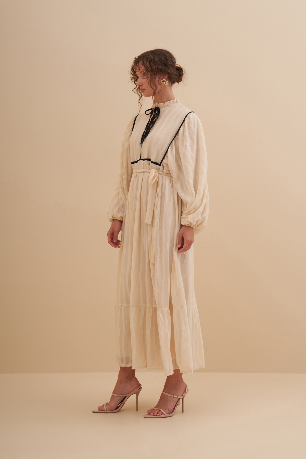 Şeritli Şifon Elbise