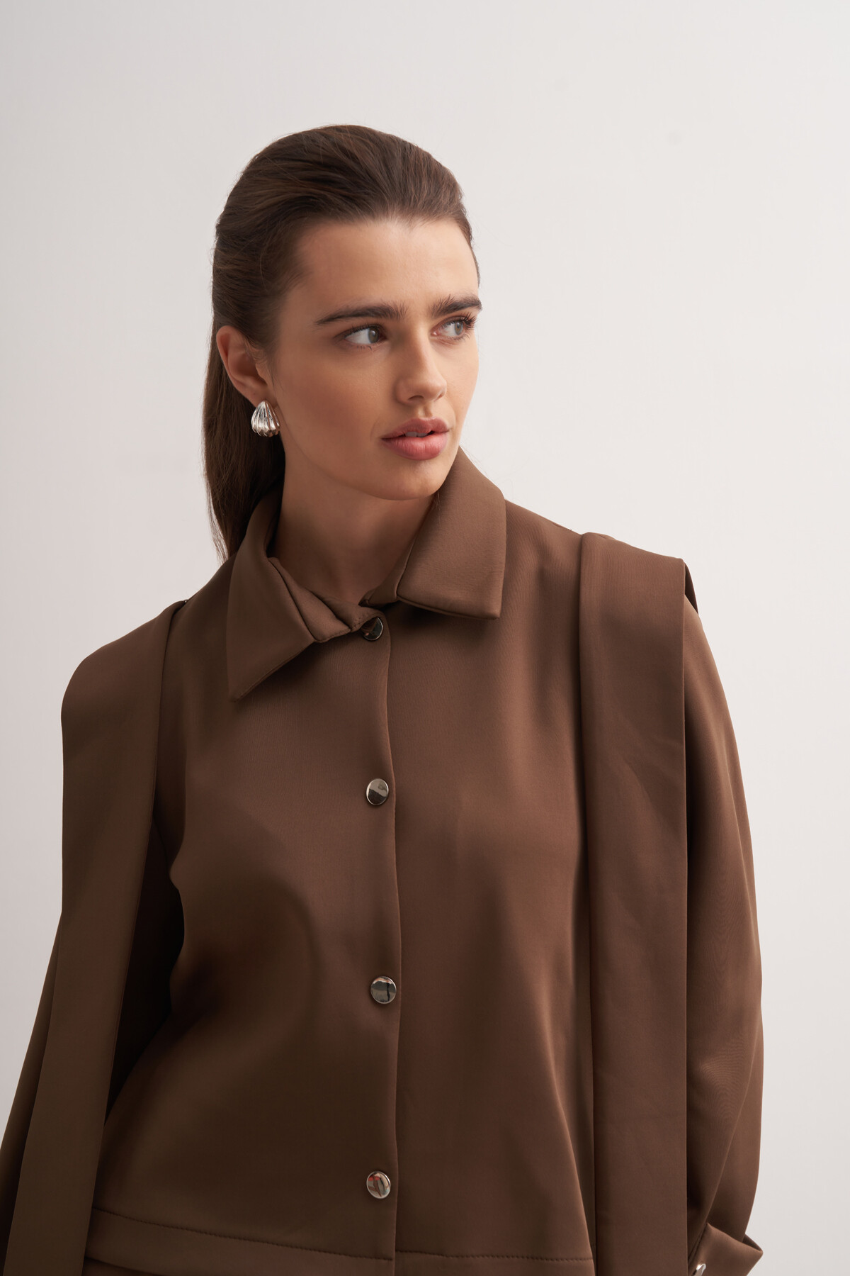 Shawl Detailed Skirt Jacket Set