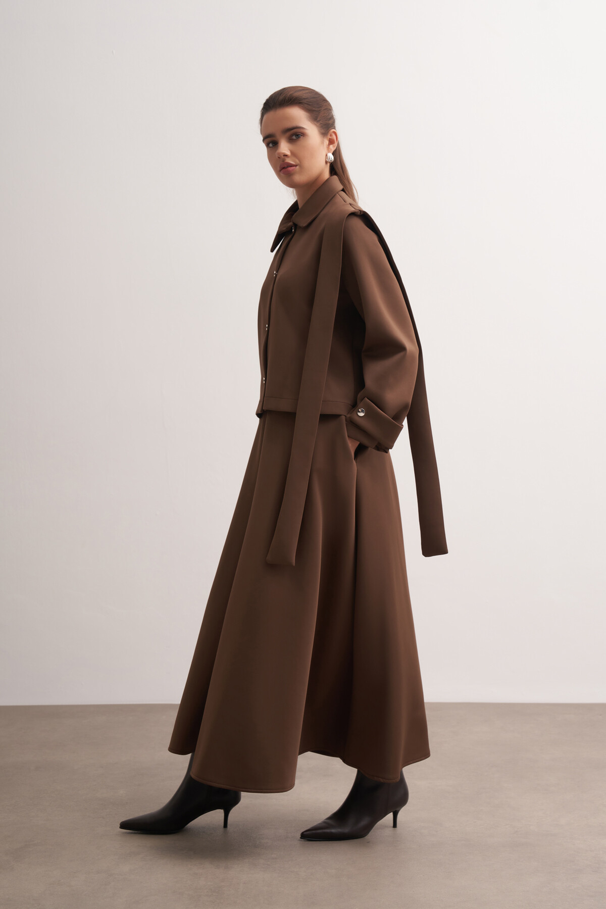 Shawl Detailed Skirt Jacket Set