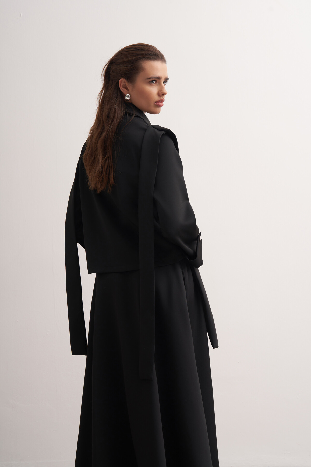 Shawl Detailed Skirt Jacket Set