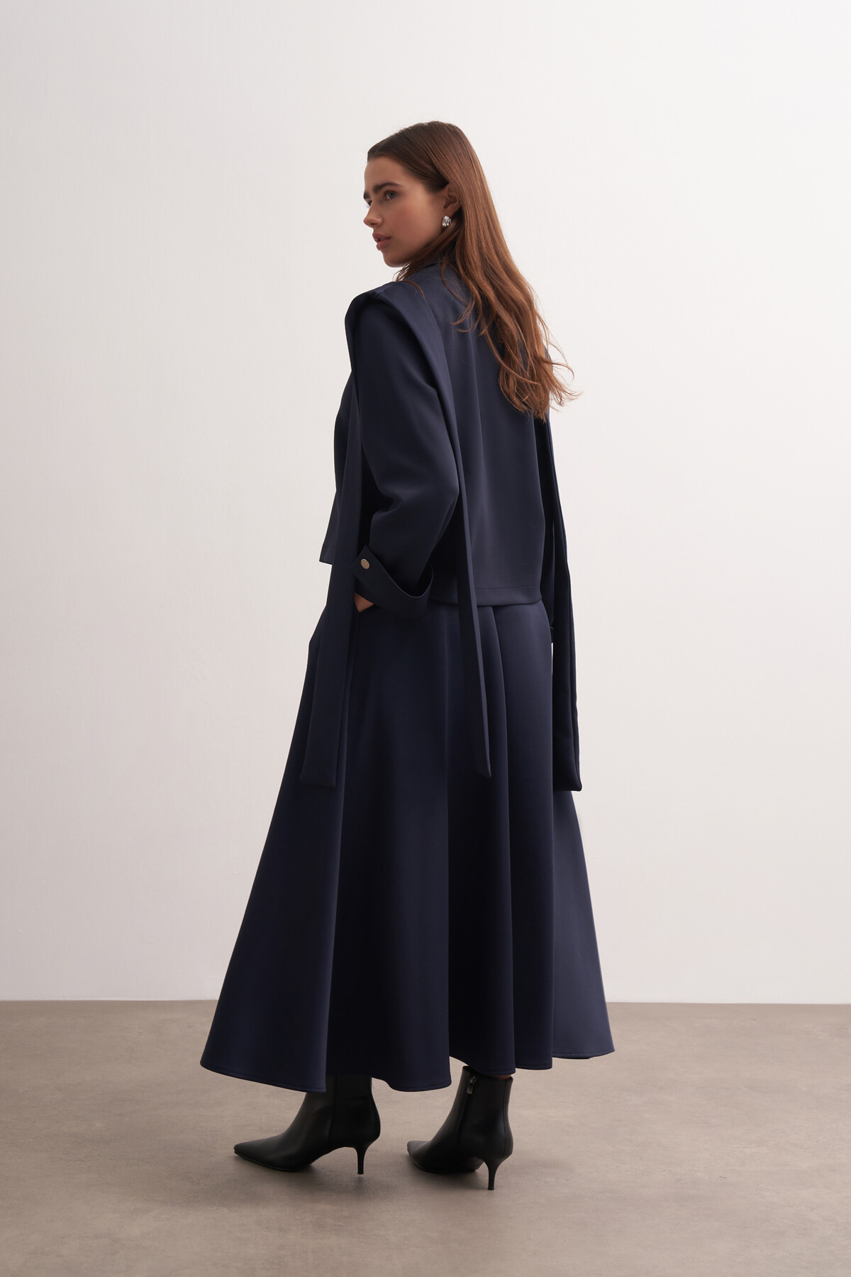 Shawl Detailed Skirt Jacket Set