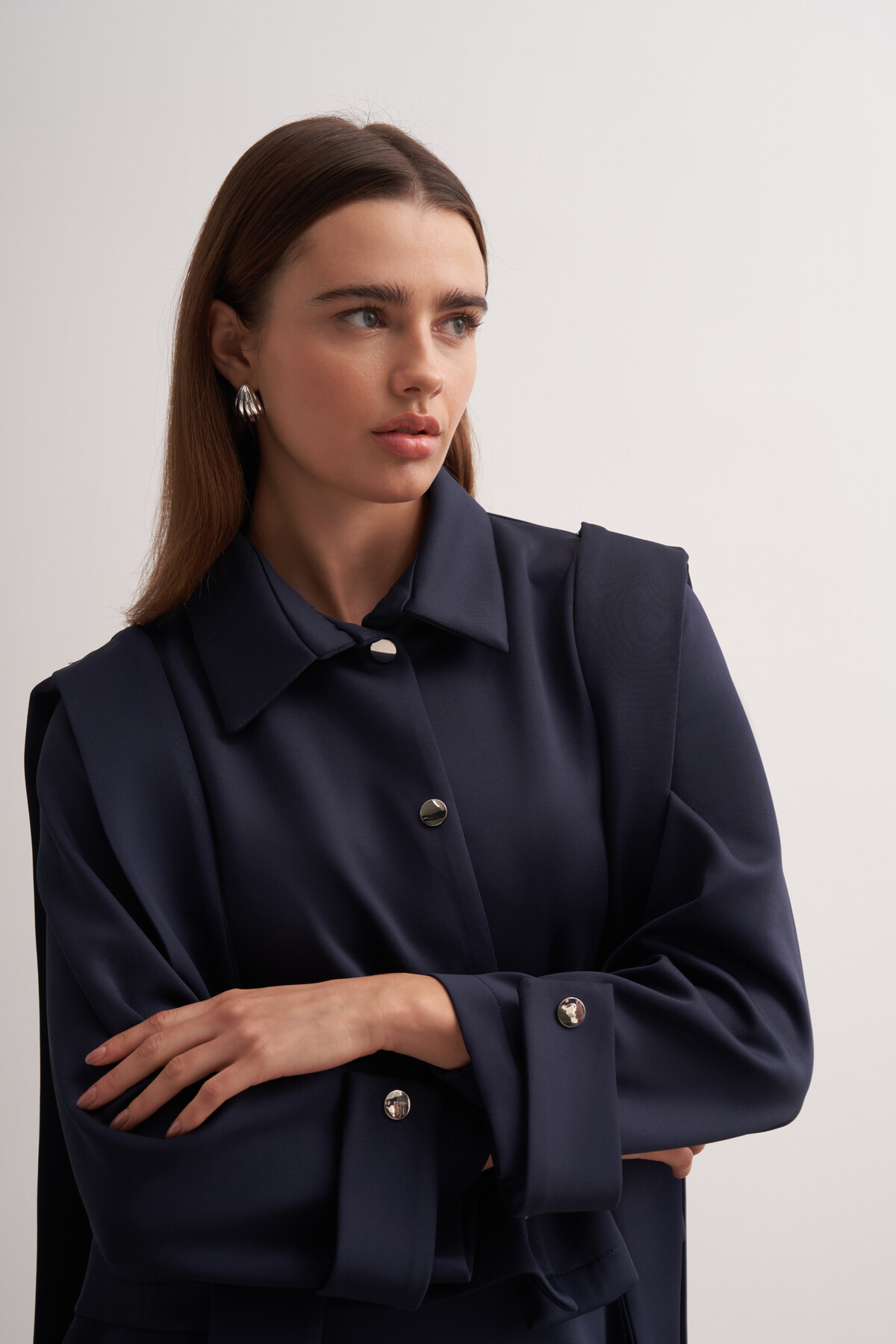 Shawl Detailed Skirt Jacket Set