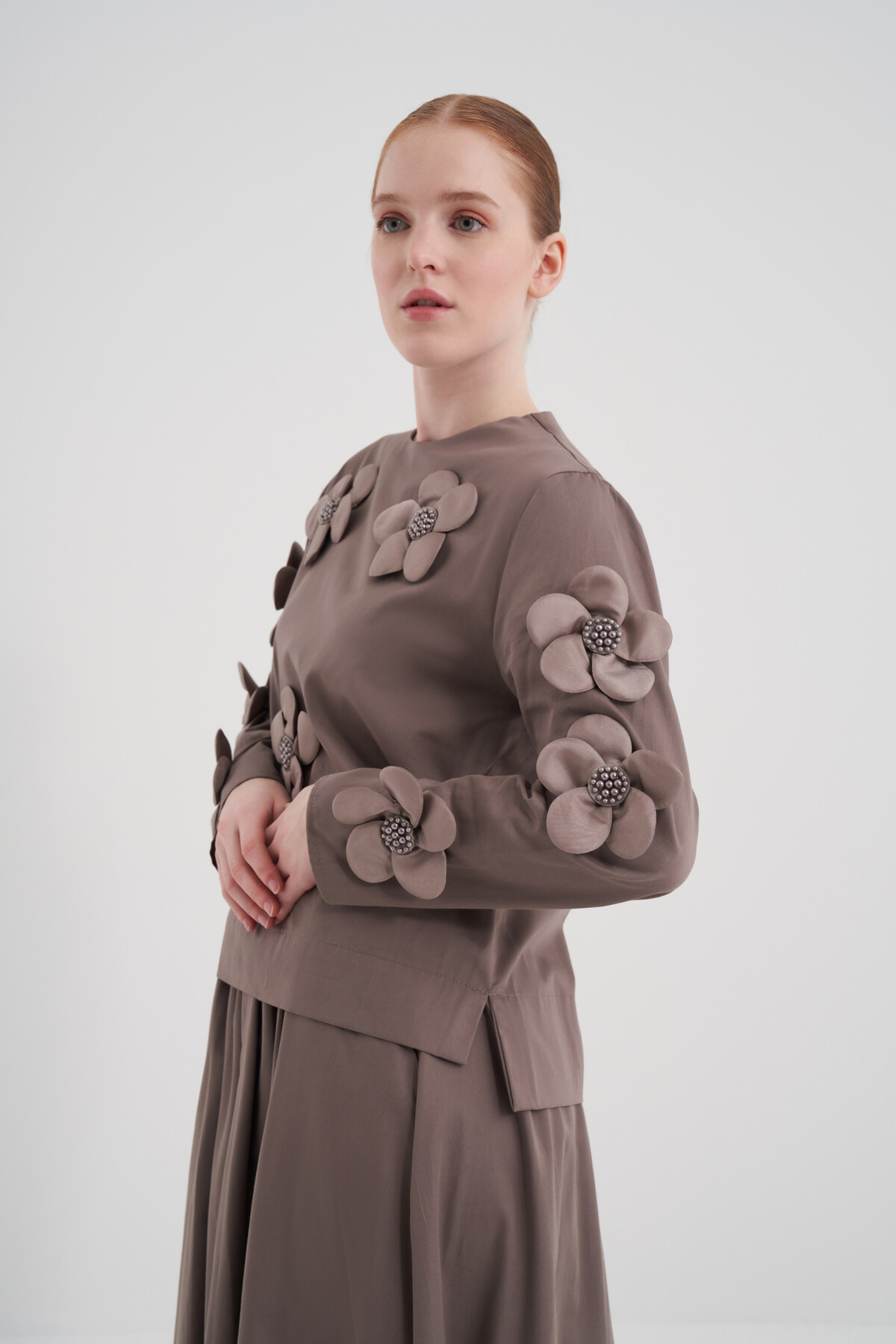 Double Suit with Floral Detailed Skirt