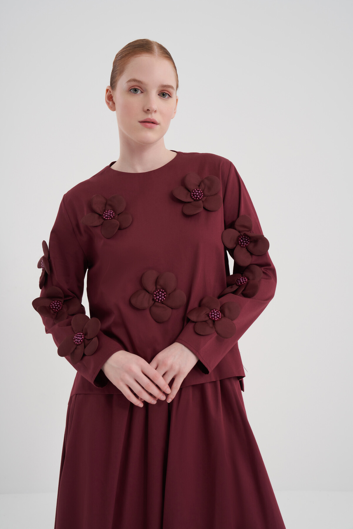 Double Suit with Floral Detailed Skirt