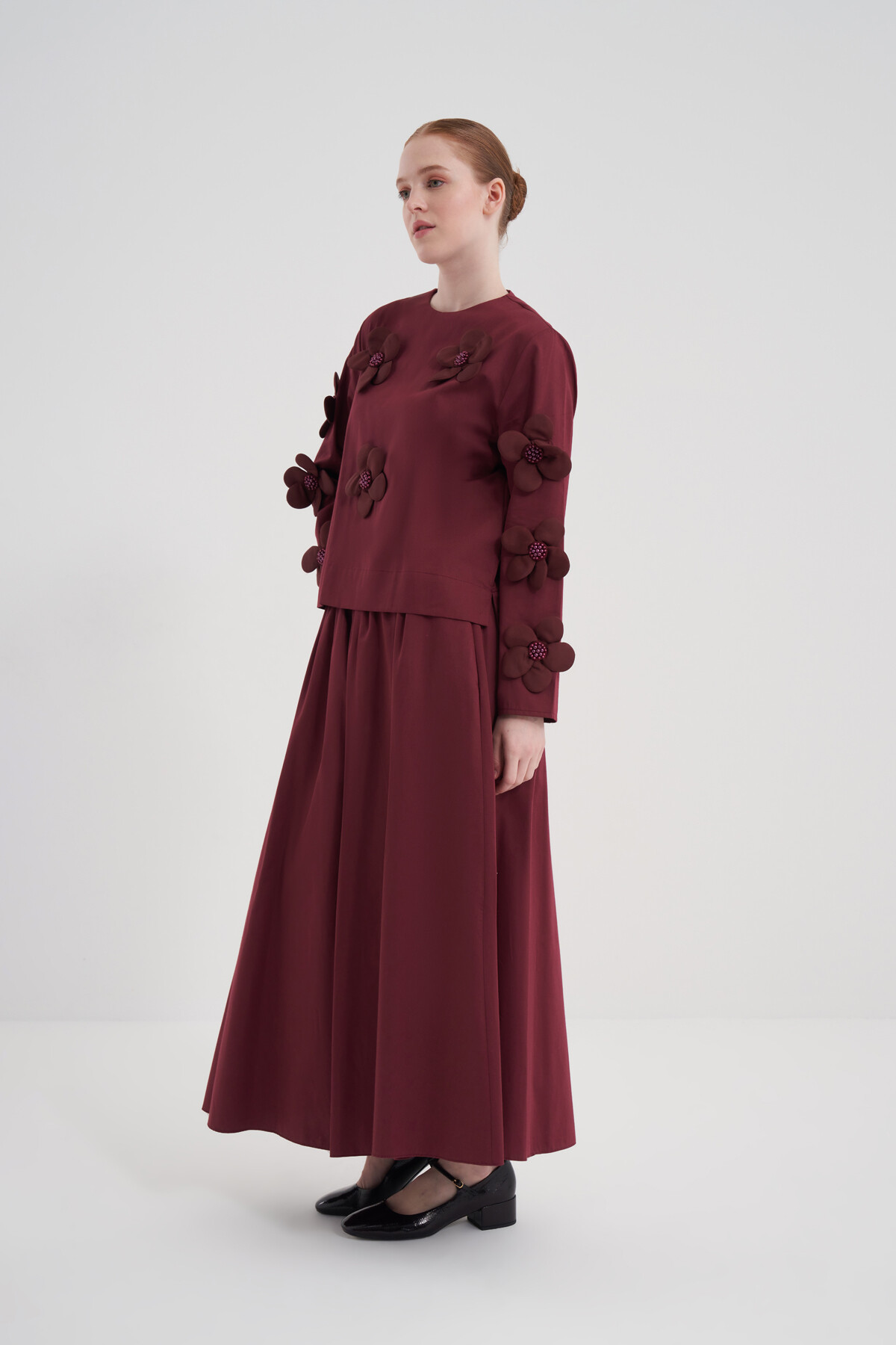 Double Suit with Floral Detailed Skirt