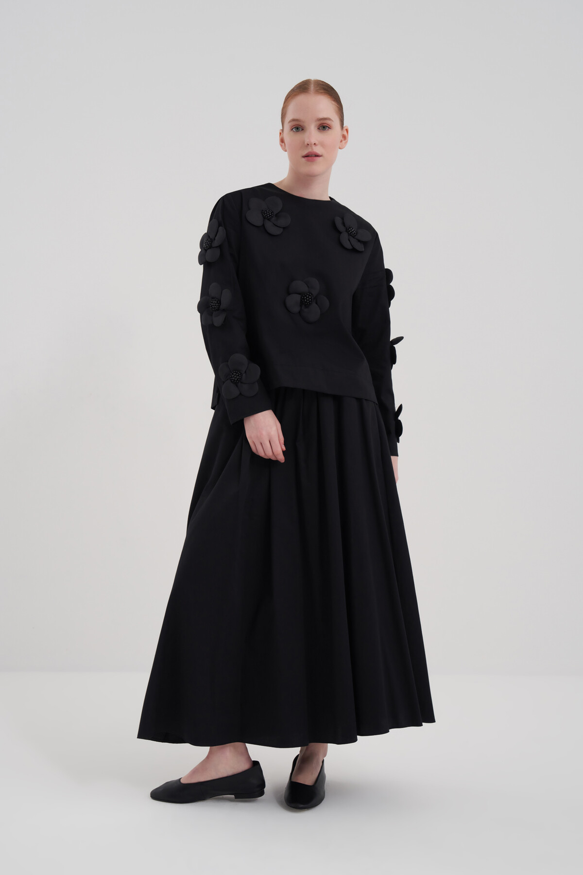 Double Suit with Floral Detailed Skirt