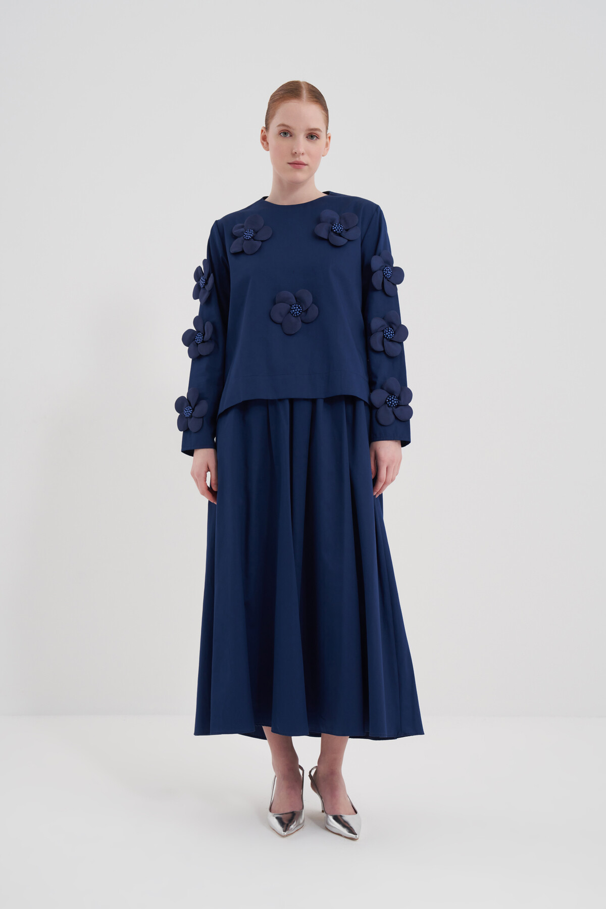 Double Suit with Floral Detailed Skirt