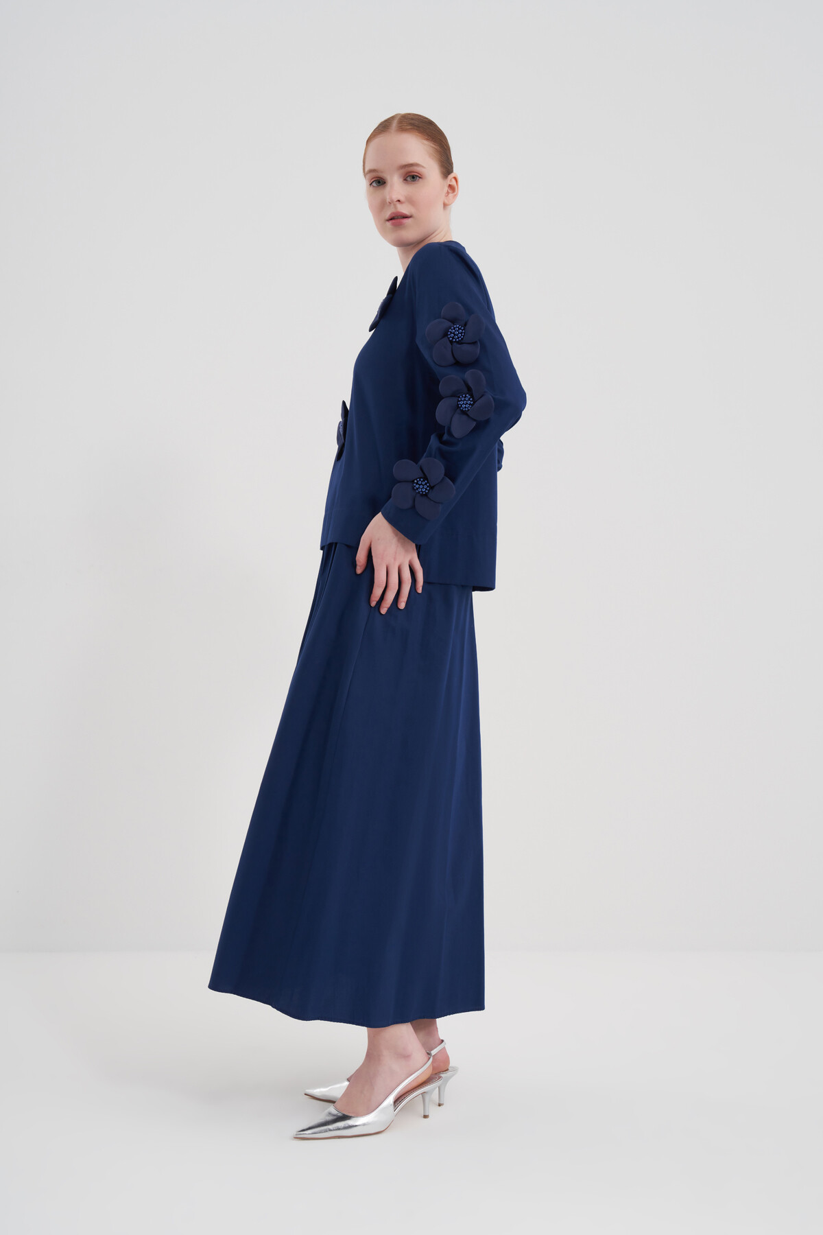 Double Suit with Floral Detailed Skirt