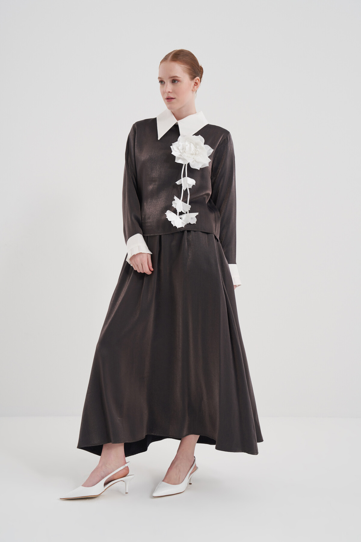 Rose Buckle Shirt Collar Double Set