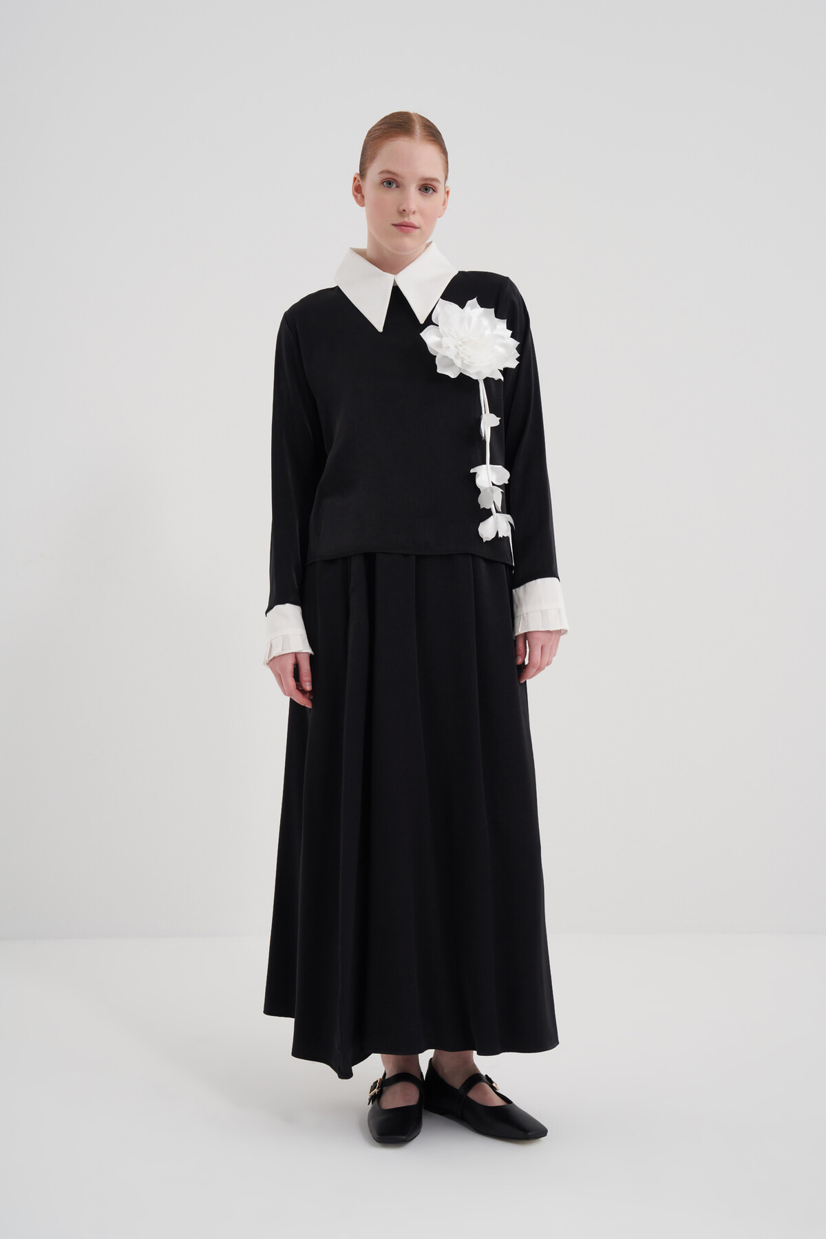 Rose Buckle Shirt Collar Double Set