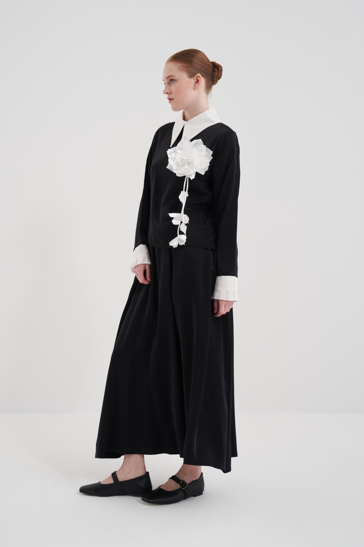 Rose Buckle Shirt Collar Double Set