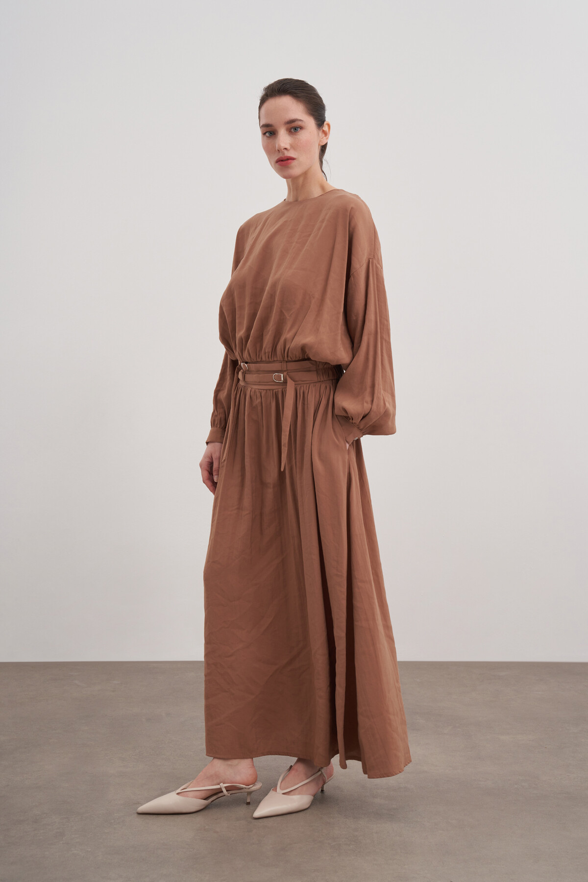 Bluz Büzgülü Etekli İkili Takım