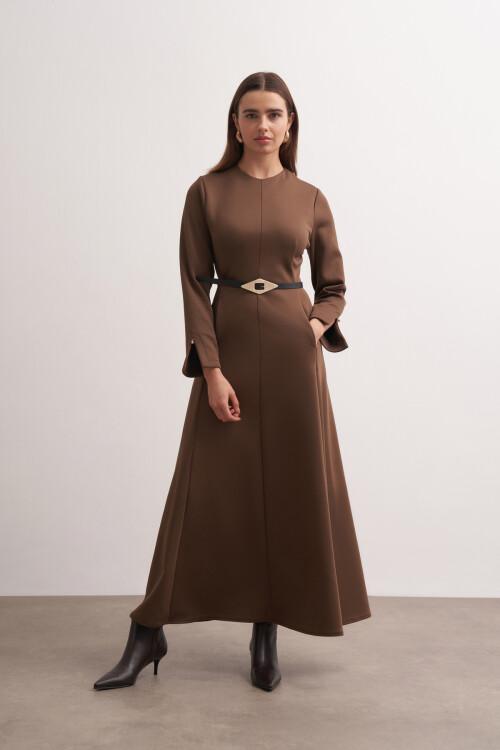 Belted Dress with Fitted Waist