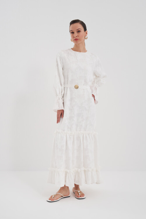 Belted Ruffle Detail Dress