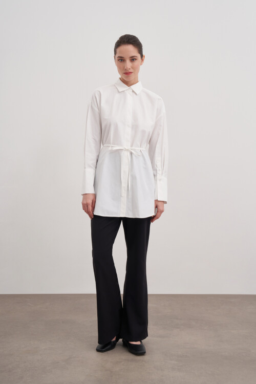 Poplin Shirt with Tie Detail