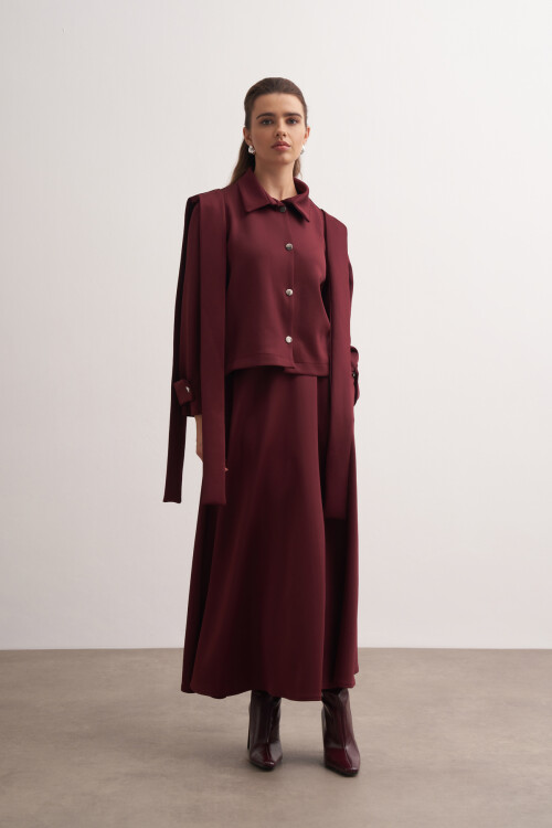 Shawl Detailed Skirt Jacket Set