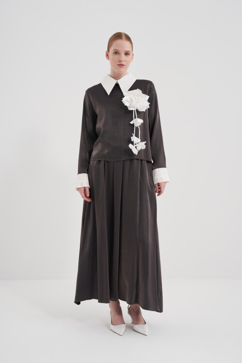 Rose Buckle Shirt Collar Double Set