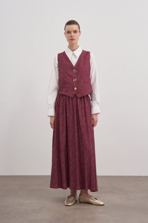 Gold Düğmeli Yelekli İkili Takım