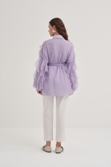 Ruffle Detailed Belted Shirt