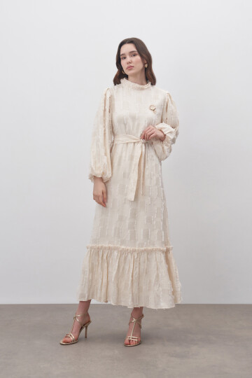 CHIFFON DRESS WITH BROCHET