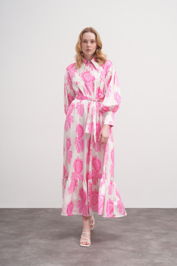 Floral Pattern Robe Dress