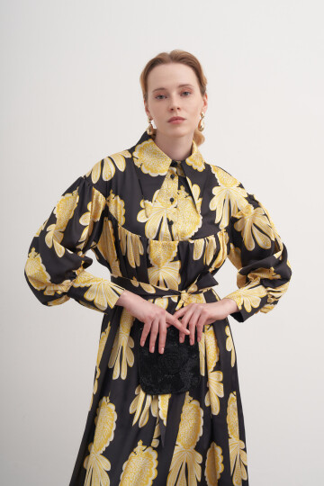 Floral Pattern Robe Dress