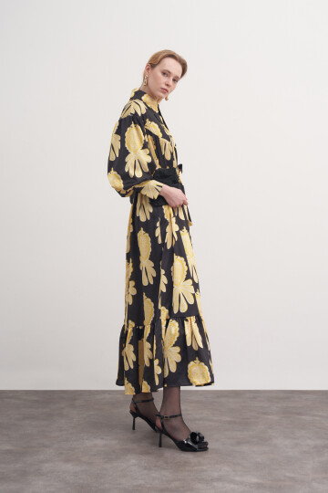 Floral Pattern Robe Dress