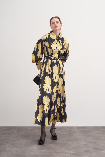 Floral Pattern Robe Dress