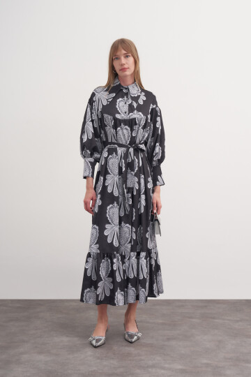 Floral Pattern Robe Dress