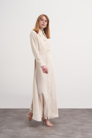 Button Detailed Crepe Dress