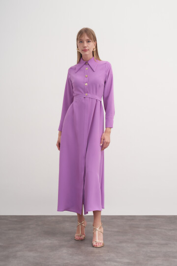 Button Detailed Crepe Dress