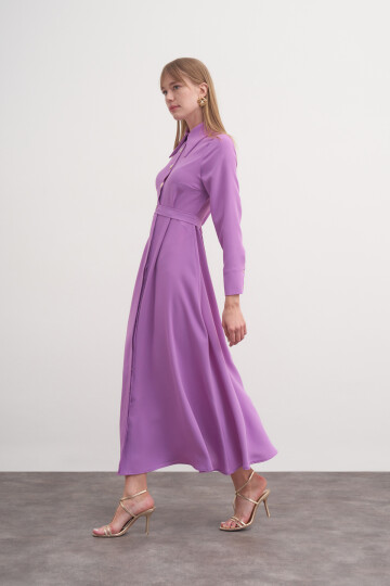 Button Detailed Crepe Dress