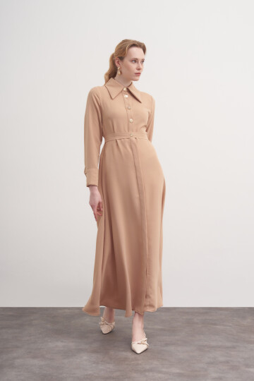 Button Detailed Crepe Dress