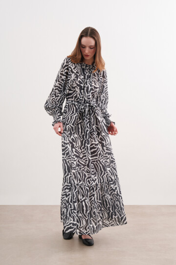 ZEBRA PATTERN LINEN DRESS