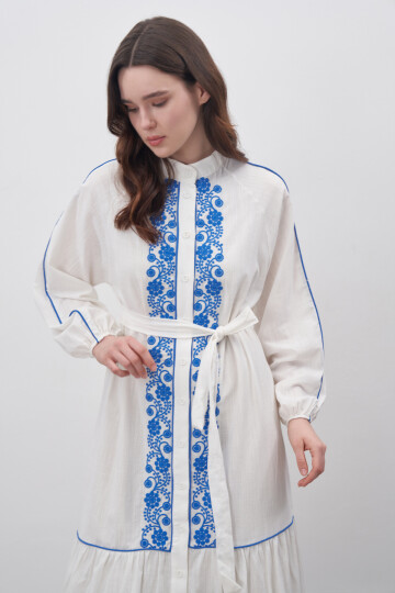 Linen Dress with Embroidery Detail