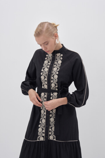 Linen Dress with Embroidery Detail