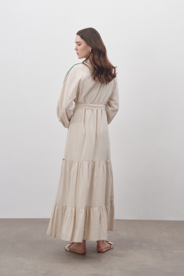 Linen Dress with Embroidery Detail