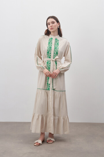 Linen Dress with Embroidery Detail