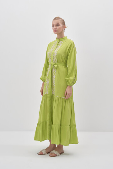 Linen Dress with Embroidery Detail