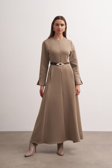 Belted Dress with Fitted Waist