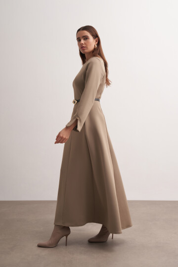 Belted Dress with Fitted Waist