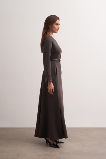 Belted Dress with Fitted Waist