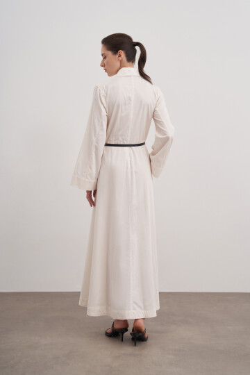 Poplin Dress with Leather Belt