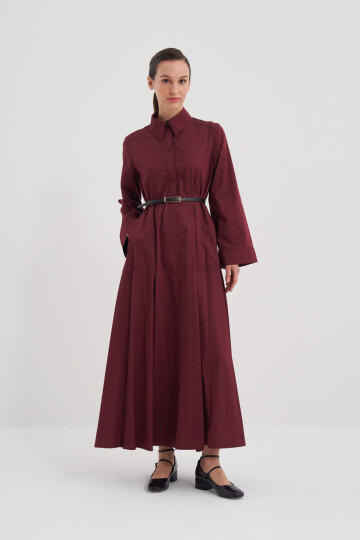 Poplin Dress with Leather Belt