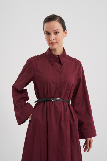 Poplin Dress with Leather Belt