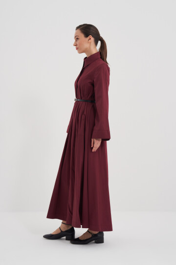 Poplin Dress with Leather Belt