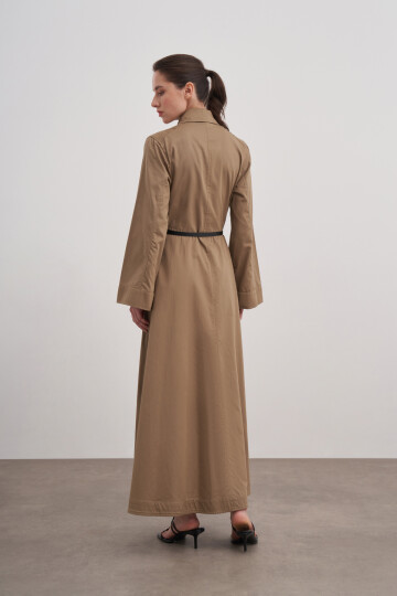 Poplin Dress with Leather Belt