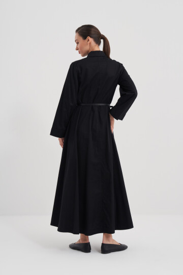 Poplin Dress with Leather Belt