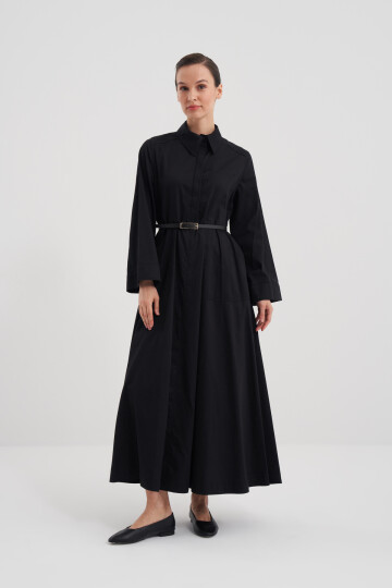 Poplin Dress with Leather Belt